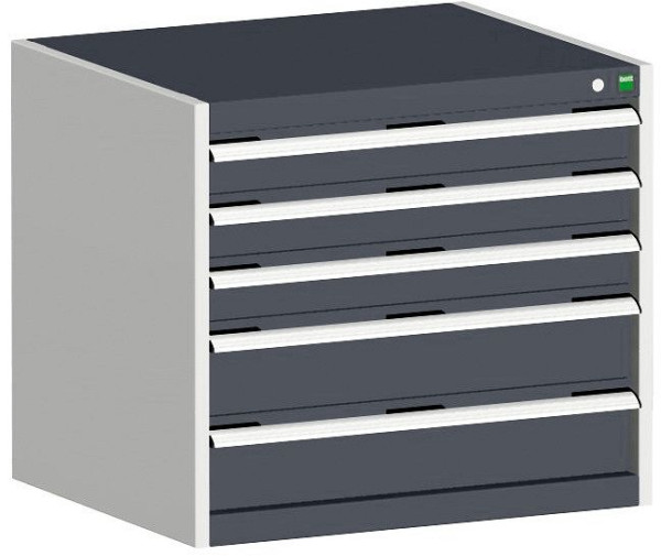 bott cubio Schubladenschrank bestückt mit 5 Schubladen BxTxH: 800 x 525 x 700 mm, RAL 7035/7016, 40012116.19V