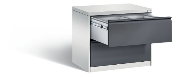 C+P Hängeregistraturschrank Acurado, H733xB787xT590mm, Farbe: Lichtgrau / Schwarzgrau, Griffleiste, 12912-312 S10076