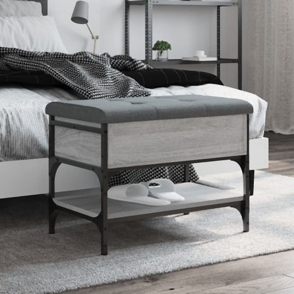 vidaXL Schuhbank Grau Sonoma 62x42x45 cm Holzwerkstoff, 835190