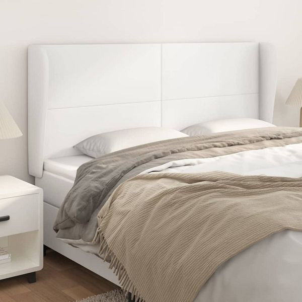 vidaXL Kopfteil mit Ohren Weiß 203x23x118/128 cm Kunstleder, 3117785