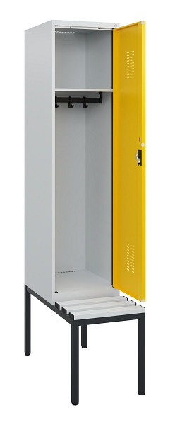 C+P Spind Evolo PLUS, 1 Abteil, 1950x400x815mm, 7035/1023, Zylinderschloss, Material Sitzfläche Kunststoff, Sitzbank, 0490505-12 S10082