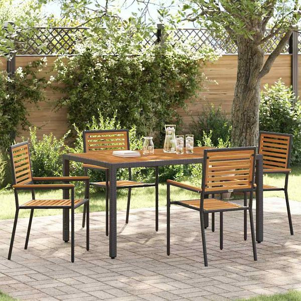 vidaXL Garten Stapelstühle 4-teilig Braun und Schwarz, 3403058