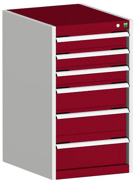 bott cubio Schubladenschrank bestückt mit 6 Schubladen BxTxH: 525 x 650 x 900 mm, RAL 7035/3004, 40018049.24V