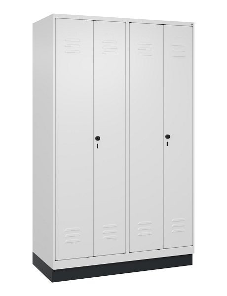 C+P Umkleidespind Classic PLUS, Doppel-Spind, Sockel, 4 Abteile, 1950x1200x500mm, 9016/9016, Drehriegel, 080022-40P S10014