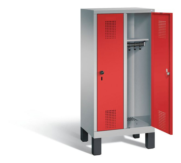 C+P Kindergarten-Spind Evolo, H1350xB610xT300mm, Farbe: Weißaluminium / feuerrot, 480103-20 S10044