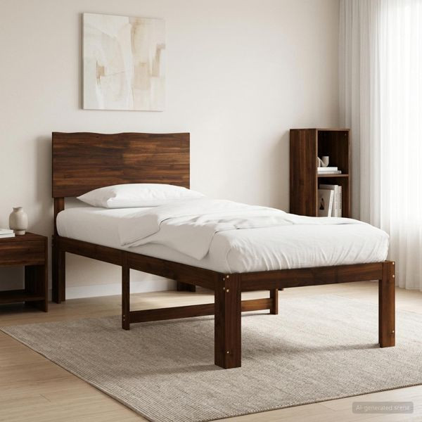 vidaXL Einzelbettgestell mit Kopfteil ROSTOCK Dunkelbraun 75 x 190 cm, 903311