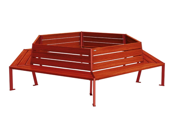 Procity Baum-Rundbank Silaos, Stahl Und Holz, Innendurchmesser 2000 mm, Mahagoni/RAL 3004, 209649.3004.ACAJ