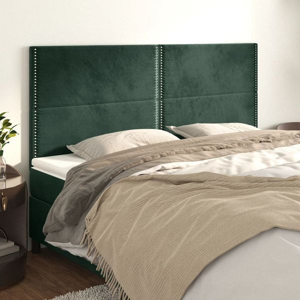 vidaXL Kopfteile 4 Stück Dunkelgrün 100x5x78/88 cm Samt, 3116261