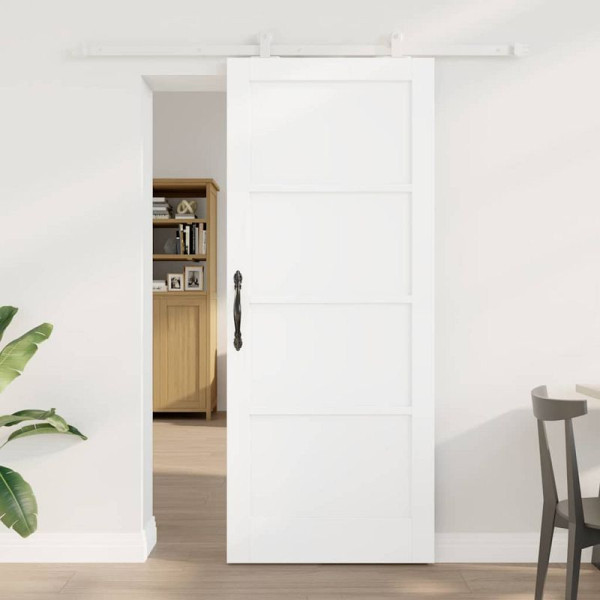 vidaXL Schiebetür-Set Weiß 83 x 202 cm Massivholz Kiefer und Stahl, 3333393