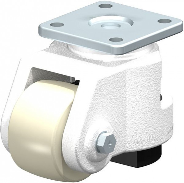 Blickle HRSP-GSPO 90G Heberolle mit integriertem Feststellfuß & Anschraubplatte, Gusspolyamid, Weiß, 757022