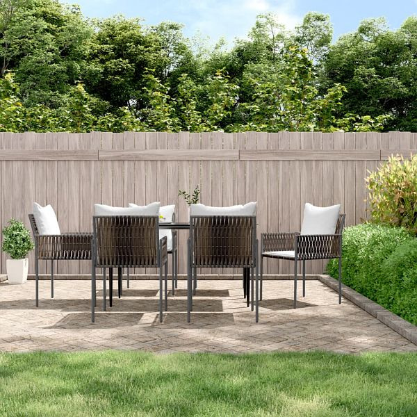 vidaXL Gartenstühle mit Kissen 6 Stück Braun 54x61x83 cm Poly Rattan, 3187088