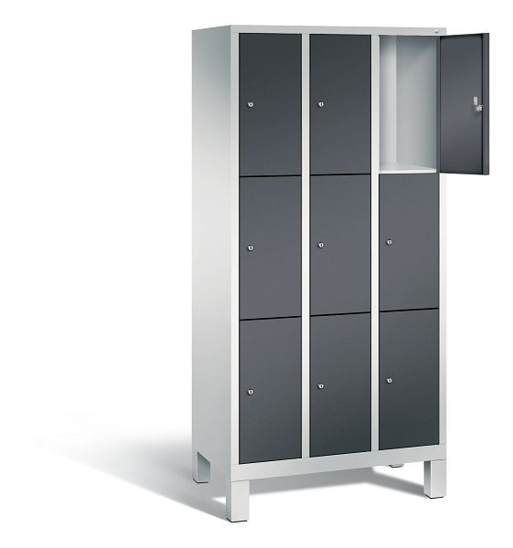 C+P Schließfachschrank Evolo, H1850xB900xT500mm, Farbe: Lichtgrau / Schwarzgrau, 48010-303 S10112