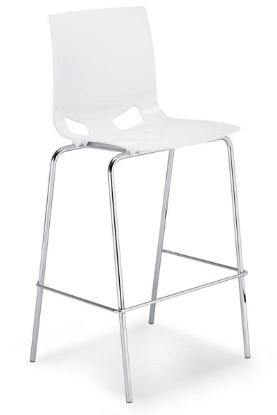 Deskin Barhocker Fondo, 4-Fuß Gestell verchromt, Polypropylenschale, Farbe weiß, 265602