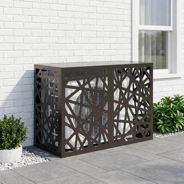 vidaXL Klimaanlagenabdeckung Schwarz 90 x 40 x 60 cm Stahl, 8014150