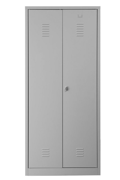 Gürkan Garderobenschrank, 50 x 80 x 180 cm, Lichtgrau, Vorhangschloss, Hutboden & Kleiderhaken, Zueinanderschlagende Türen, WRC/2.1880.V2, 103931