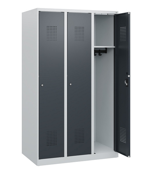 C+P Spind Evolo PLUS, 3 Abteile, 1530x900x500mm, 7035/7016, Zylinderschloss, 0490005-30 S10039