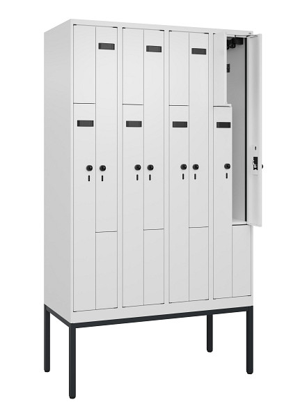 C+P Z-Spind Evolo PLUS, Gestell, 8 Fächer, 2120x1200x500mm, 9016/9016, Drehriegel, 0490337-408 S10019