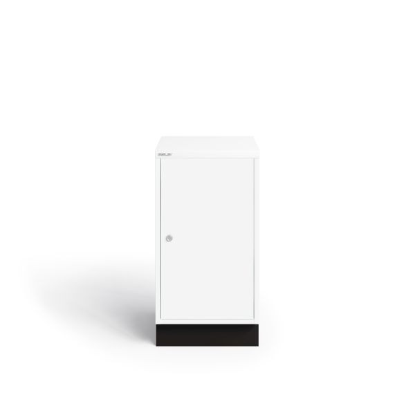 Bisley MultiDrawer, 29er Serie, abschließbare Flügeltüre mit Sockel, Türanschlag links,Farbe verkehrsweiß, LS29L696