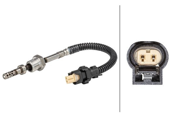 HELLA Sensor, Abgastemperatur, 2-polig, geschraubt, Kabel: 120mm, 6PT 358 181-221