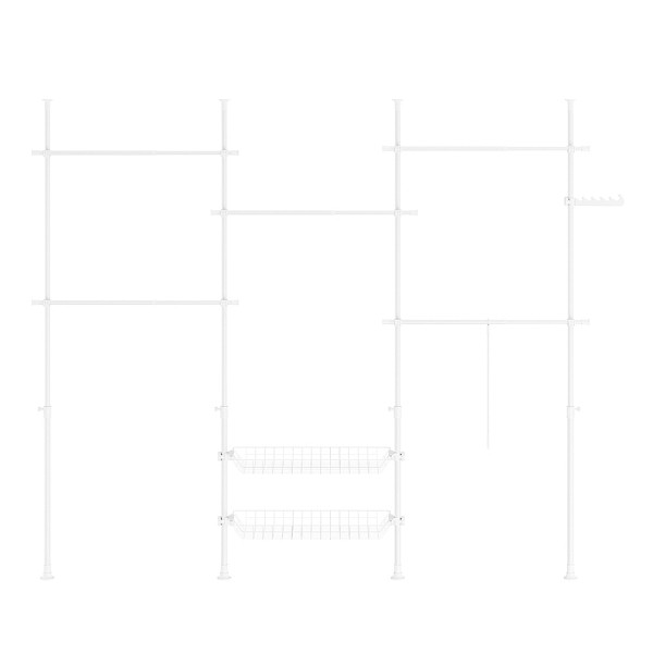 SoBuy Garderobenständer mit 2 Ablagen Weiß 62x75x200cm, Minimalistisch, KLS04-II-W