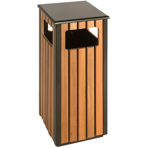 Stein HGS Abfallbehälter -P-Bins 72- EKO, 36 Liter aus Stahl mit Kunststoffverkleidung (Holzoptik), 18004