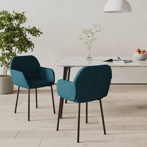 vidaXL Esszimmerstühle 2 Stück Blau Samt, 344700, 8720287108085
