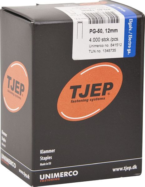 TJEP PG-50 12mm Klammer, verzinkt Box 4.000 Stück, Klammern, 841512