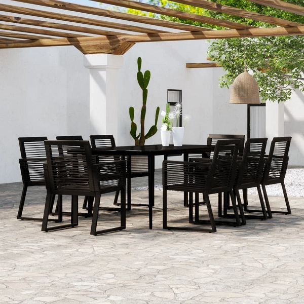 vidaXL 9-teilig Garten-Essgruppe Schwarz, 3099160, 8720286911341