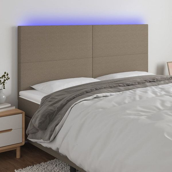 vidaXL LED Kopfteil Taupe 180x5x118/128 cm Stoff, 3122162