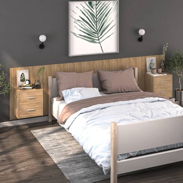 vidaXL Wand-Nachttische 2 Stk. Sonoma-Eiche, 810996