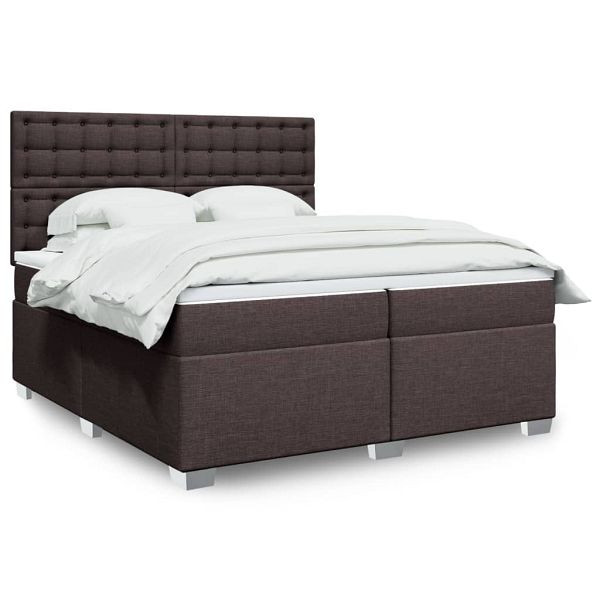 vidaXL Boxspringbett mit Matratze Dunkelbraun 200x200 cm Stoff, 3292912
