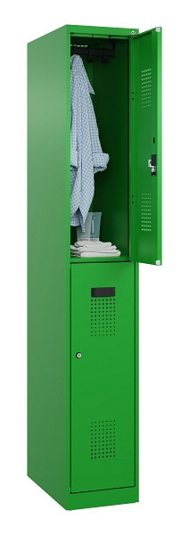 C+P Doppelstöckiger Spind Evolo PLUS, 2 Fächer, 1850x300x500mm, 6037/6037, Zylinderschloss, 049300-10 S10053