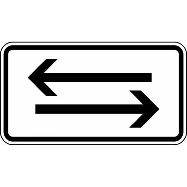 Stein HGS Verkehr in beide Richtungen, zwei gegengerichtete waagerechte Pfeile Nr. 1000-30, 420 x 231 mm, Flachform 3 mm, RA2, 1000-30-123