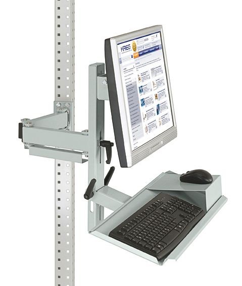 Manuflex Ergonomie Monitorträger für UNIVERSAL und PROFI mit Tastatur- und Mausfläche, VESA-Adapter 75 mm, Lichtgrau, ZB3627.7035