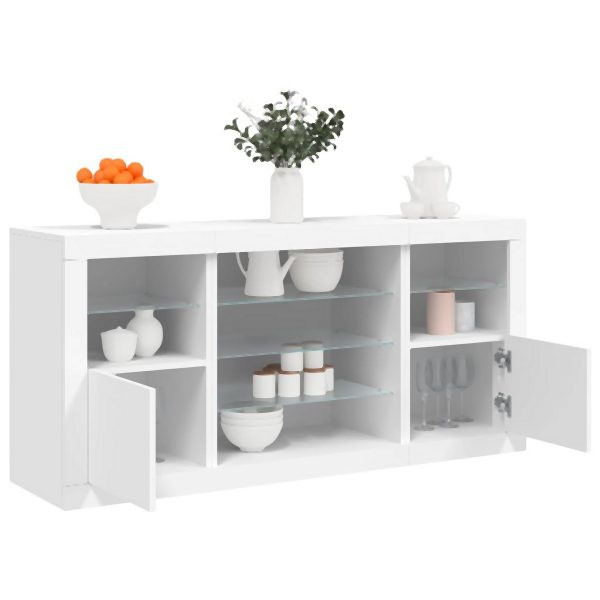 vidaXL Sideboard mit LED-Leuchten Weiß 142,5x37x67 cm, 3209086
