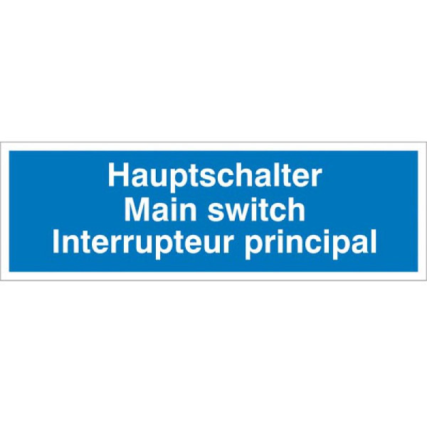Stein HGS Elektrokennzeichnung/Hinweisschild, Hauptschalter, 3-sprachig, 30.0543