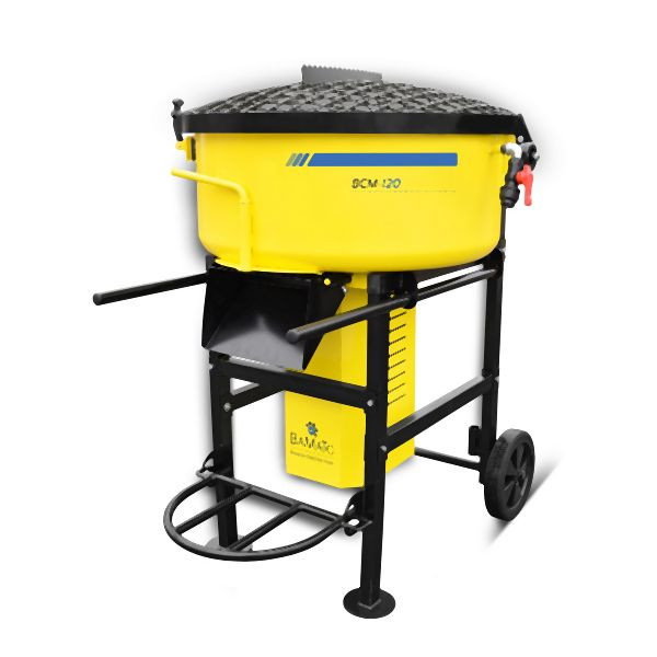 BAMATO Zwangsmischer, 120 L Trommelgröße, Wasseranschluss und Sackaufreißer, BCM-120