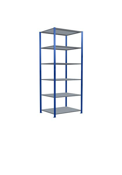 Schulte Grundregal, Steckregal MULTIplus150, 2500 x 1000 x 800 mm, 6 Fachböden, Kreuzstrebe, RAL 5010/verzinkt, 12581-B