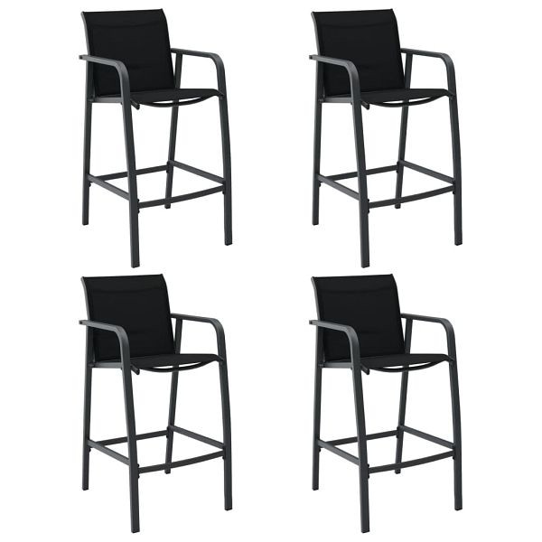vidaXL Garten-Barstühle 4 Stück Schwarz Textilene, 48117