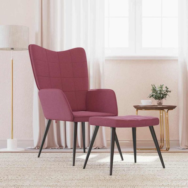 vidaXL Relaxsessel mit Hocker Weinrot Stoff, 327960