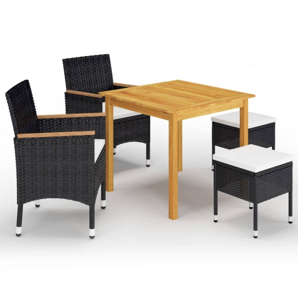 vidaXL 5-tlg. Garten-Essgruppe Schwarz, Massivholz, 3067687