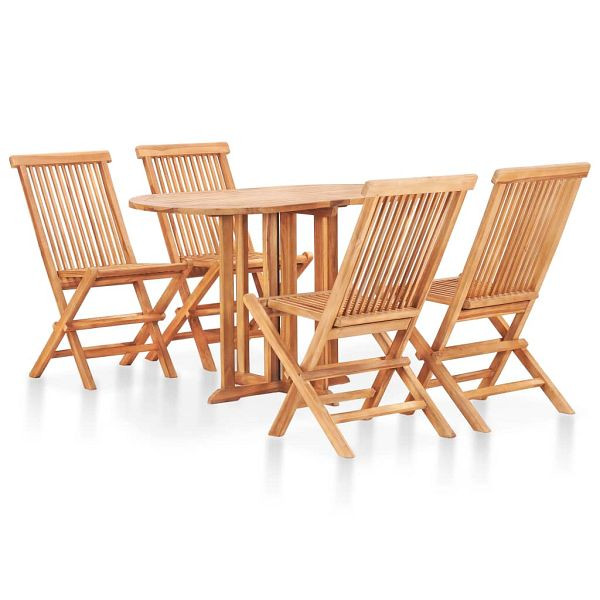 vidaXL 5-tlg. Garten-Essgruppe Klappbar Massivholz Teak, 49003