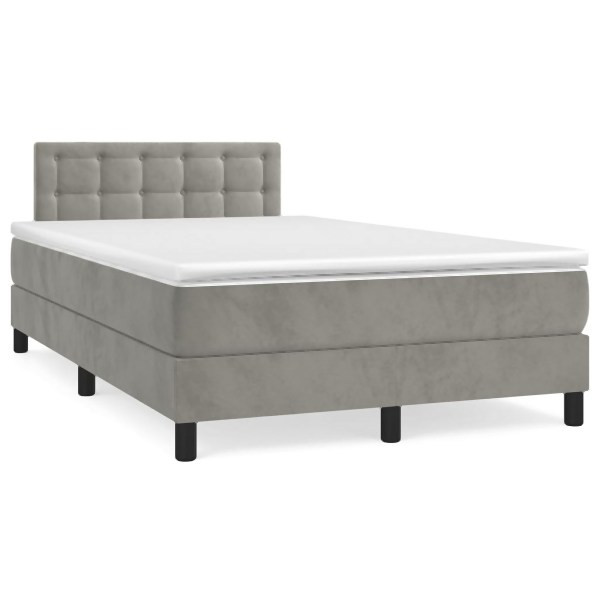 vidaXL Boxspringbett mit Matratze & LED Hellgrau 120x190 cm Samt, 3270177