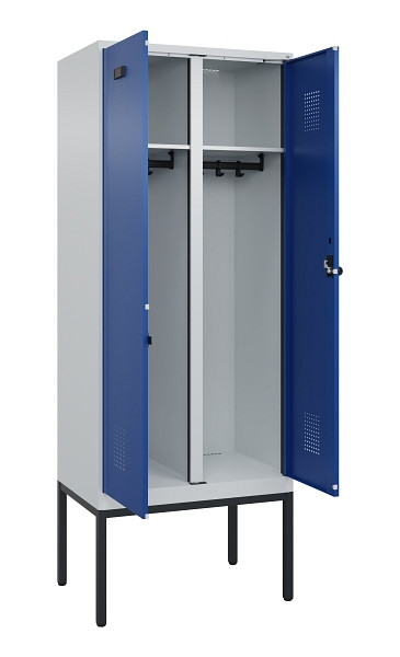 C+P Schwarz-Weiß-Spind Evolo PLUS, Gestell, 2 Abteile, 2120x800x500mm, 7035/5010, Drehriegel, 0490327-22 S10006