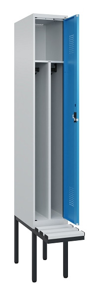 C+P Spind Evolo PLUS, 1 Abteile, 2120x300x815mm, 7035/5012, Haken 4, Zylinderschloss, Material Sitzfläche Kunststoff, 0490407-10F S10088