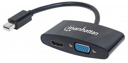 MANHATTAN 2-in-1 Mini-DisplayPort-Adapter 4K, Mini-DisplayPort-Stecker auf HDMI/VGA-Buchse, passiv, schwarz, 152709