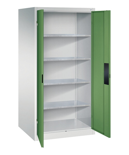 C+P Flügeltürenschrank Acurado, H1950xB930xT800mm, 7035/6011, Traglast 110 kg, 8924-052 S10148