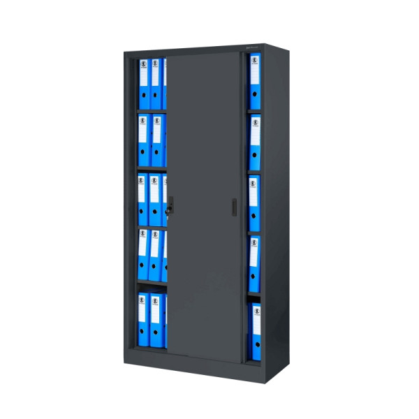 Jan Nowak Schiebetürenschrank KUBA, 900 x 1850 x 400 mm, Anthrazit, 1843