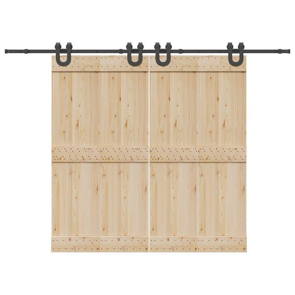 vidaXL Schiebetürbeschlag-Set 366 cm Stahl Schwarz, 3295789