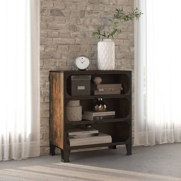 vidaXL Aufbewahrungsschrank Rustikal Braun 72x36x82 cm Metall und MDF, 335911